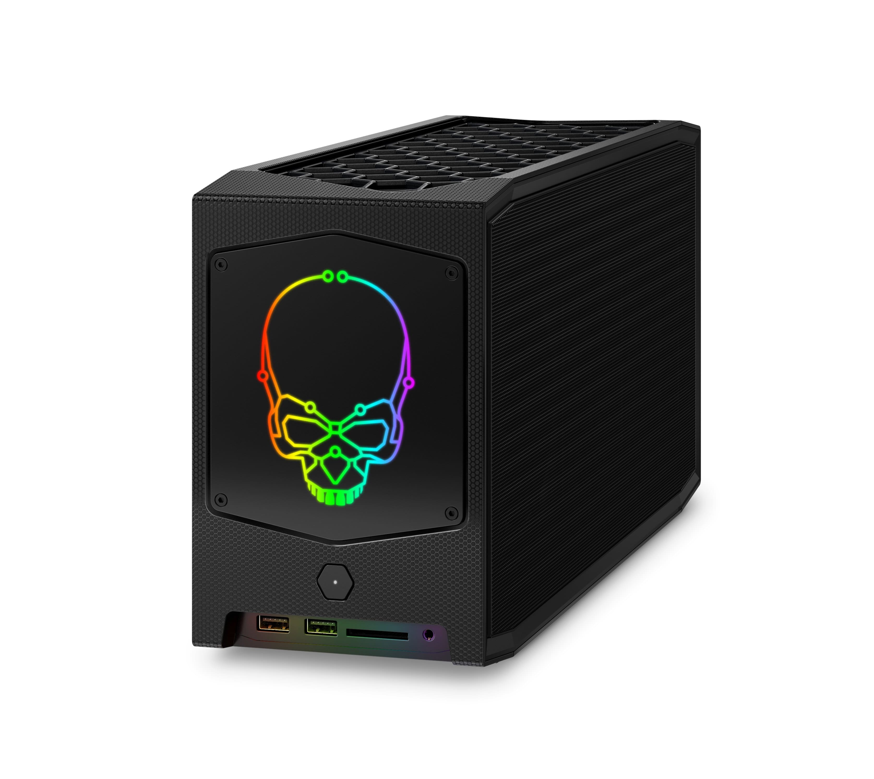 Velztorm NUC 11 Extreme Mini Desktop showing front and rear ports