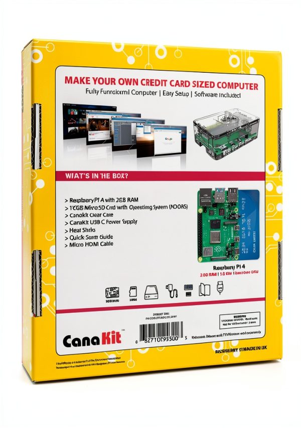 CanaKit Raspberry Pi 4 2GB Starter Kit Clear Case Computer-1