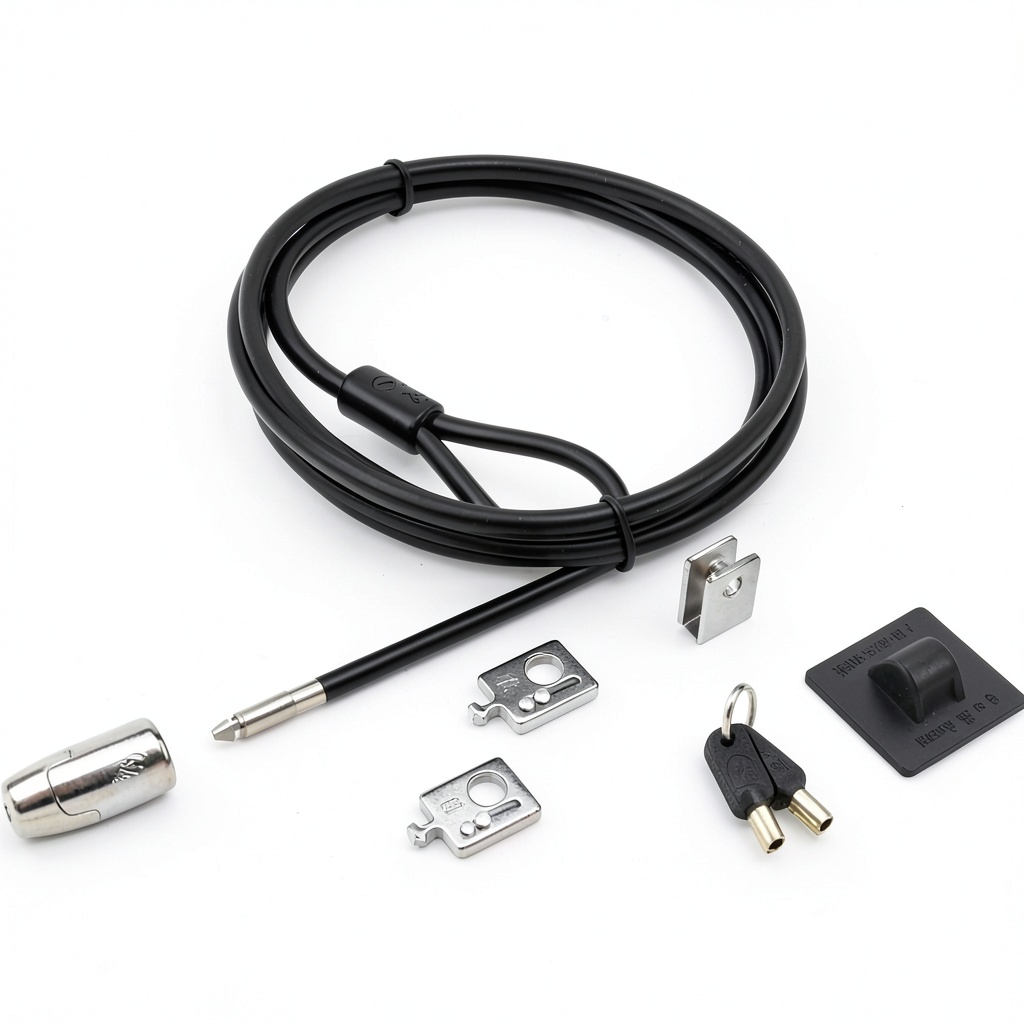 Kensington Locking Kit securing a desktop computer and peripherals