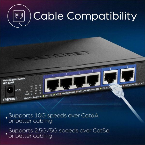 TRENDnet 6 Port 10G Switch 2x10G Ports 60Gbps Fanless-8