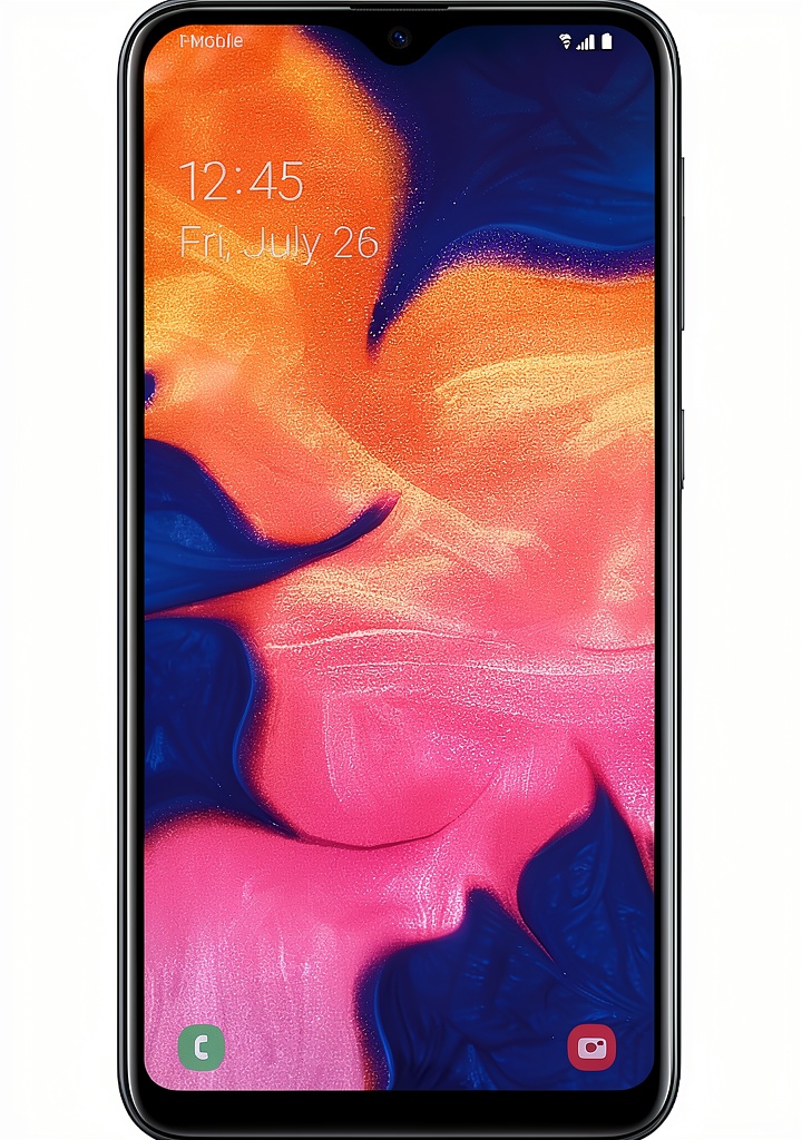 Samsung Galaxy A10e displaying home screen on a table