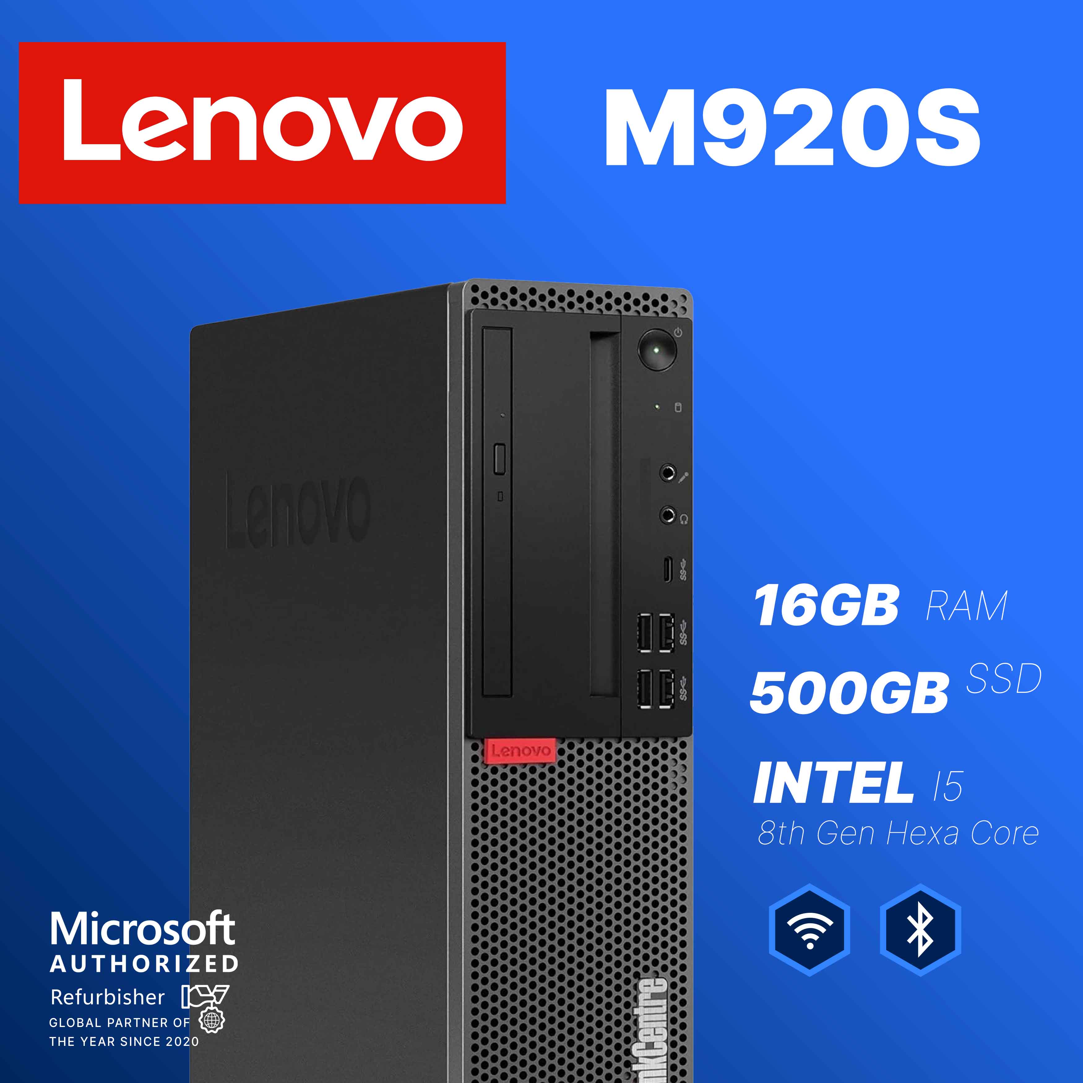Lenovo ThinkCentre M920S desktop on a home office desk