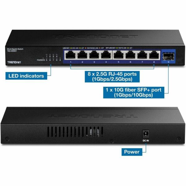 TRENDnet 9 Port 2.5G Switch 10G SFP+ Unmanaged Network-8