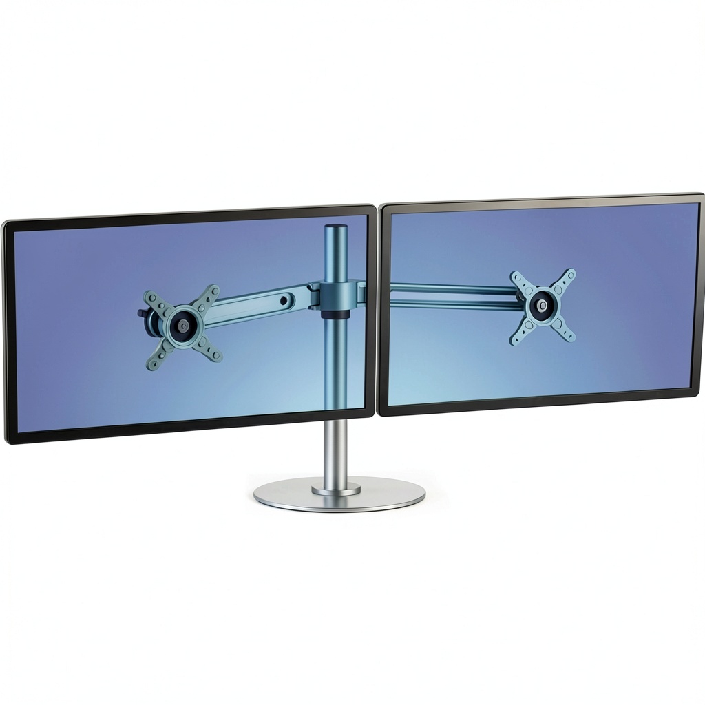 Installing Fellowes Lotus Dual Monitor Arm Ergonomic Metal Design on a wooden desk