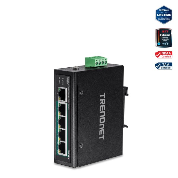 TRENDnet Industrial Fast Ethernet DIN Rail Switch 5 Port-1