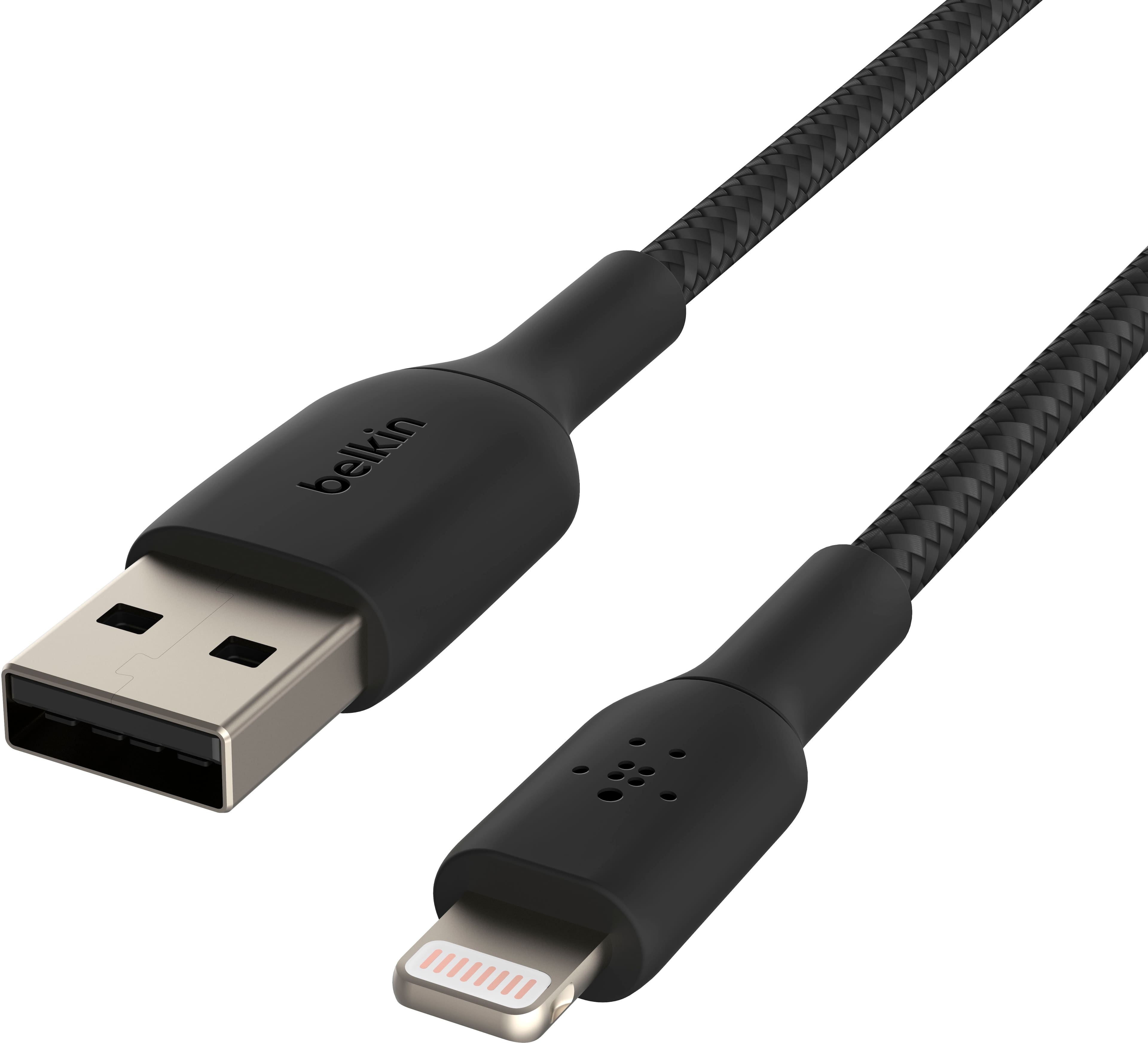 BOOST↑CHARGE Braided USB to Lightning Cable in use with iPhone