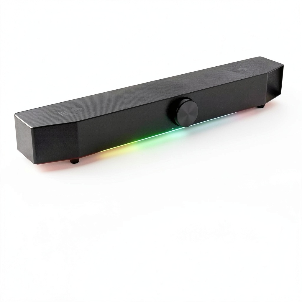 Dazzed Corner RGB computer speakers on a modern desk with lighting effects