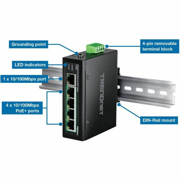 TRENDnet Industrial Fast Ethernet DIN Rail Switch 5 Port-4