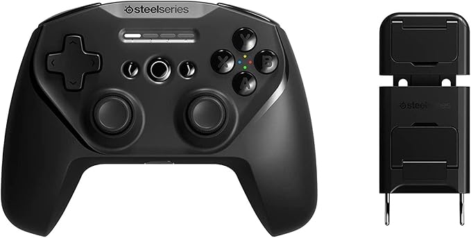 SteelSeries Stratus+ controller with phone mounted for mobile gaming