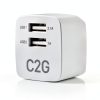 C2G USB Wall Charger Foldable 2 Port AC Adapter White-9