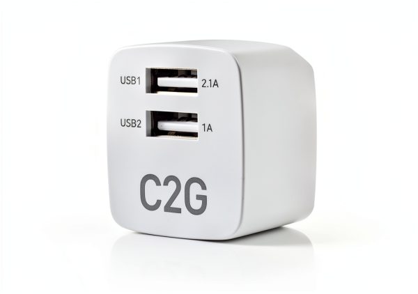 C2G USB Wall Charger Foldable 2 Port AC Adapter White-9