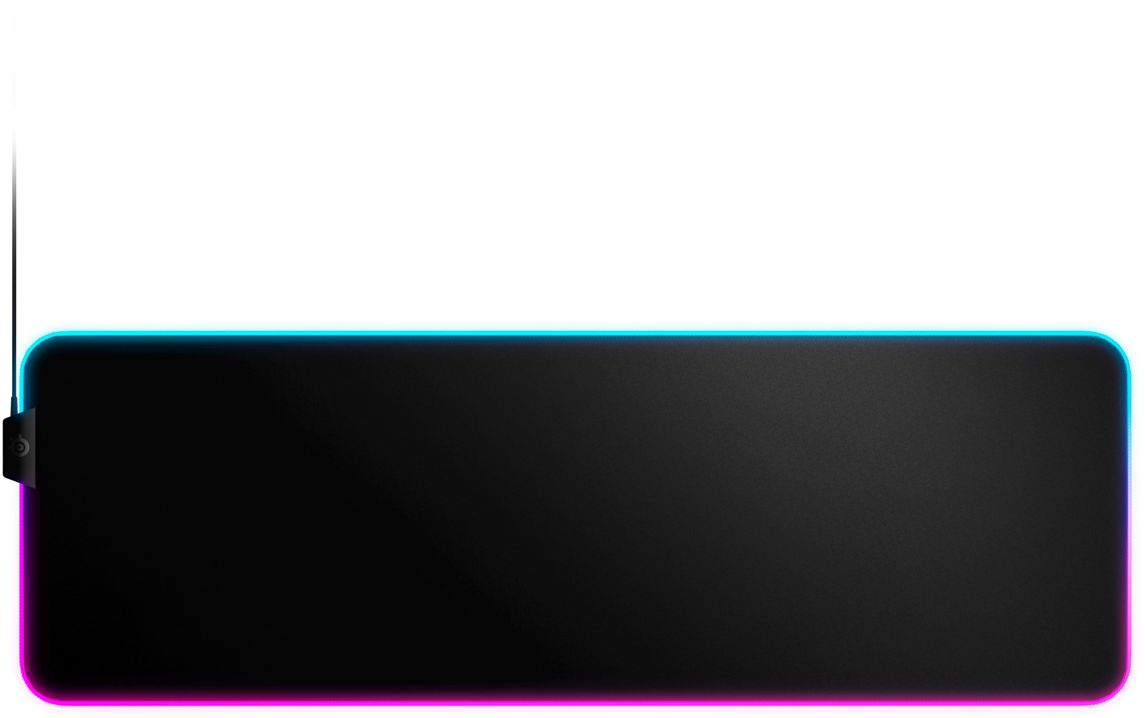 SteelSeries QcK Prism gaming mouse pad with RGB lighting on a desk