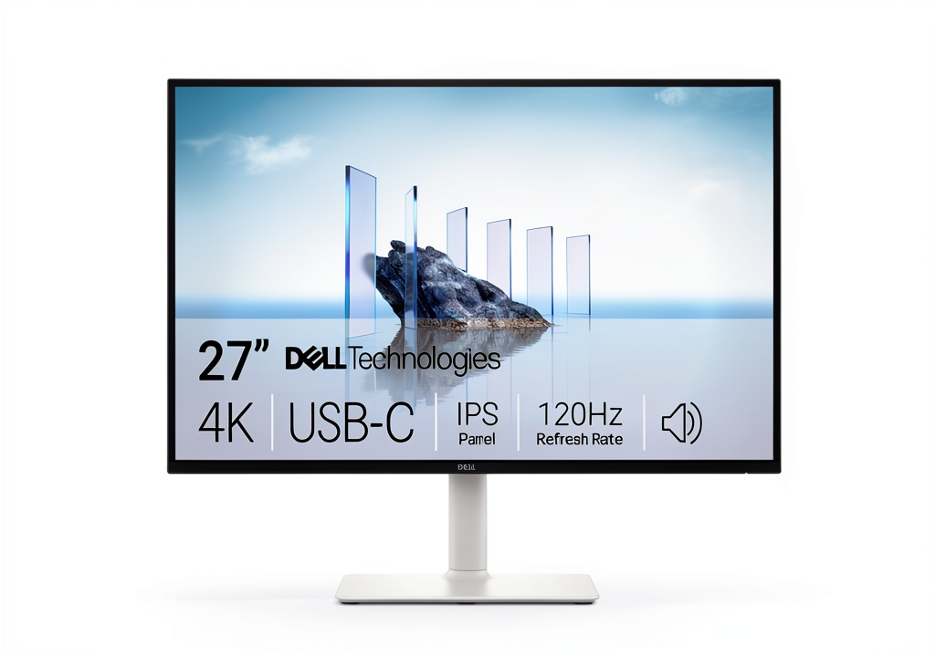Dell S2725QC 27-inch 4K monitor connected to laptop via USB-C on modern desk