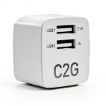 C2G USB Wall Charger Foldable 2 Port AC Adapter White-0