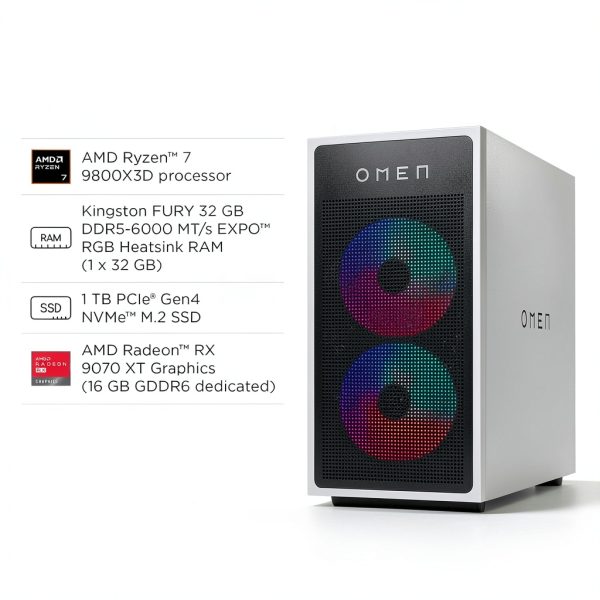 HP OMEN 35L Gaming Desktop AMD Ryzen 7 9800X3D 32GB DDR5-1