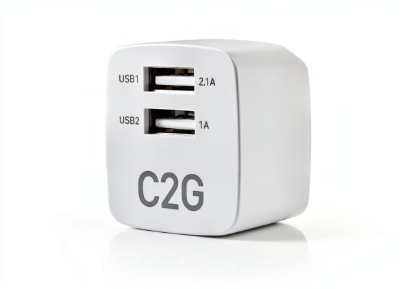 C2G USB Wall Charger Foldable 2 Port AC Adapter White-3