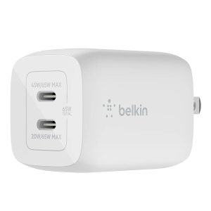 Belkin 65W Dual USB C GaN Wall Charger Fast Charge Travel-0