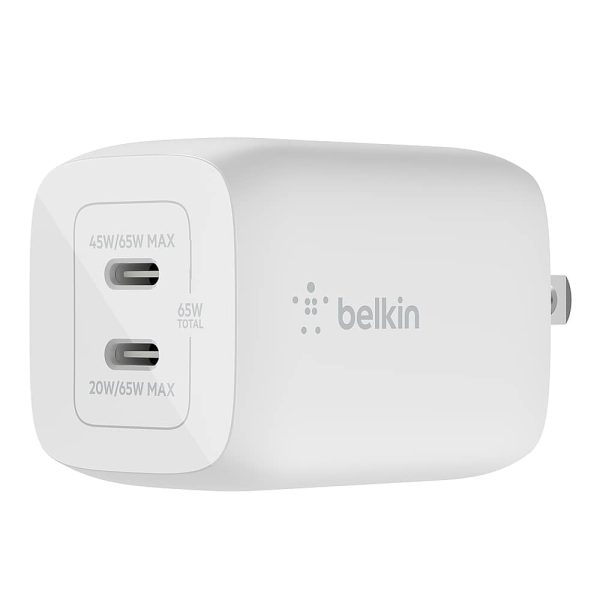Belkin 65W Dual USB C GaN Wall Charger Fast Charge Travel-0