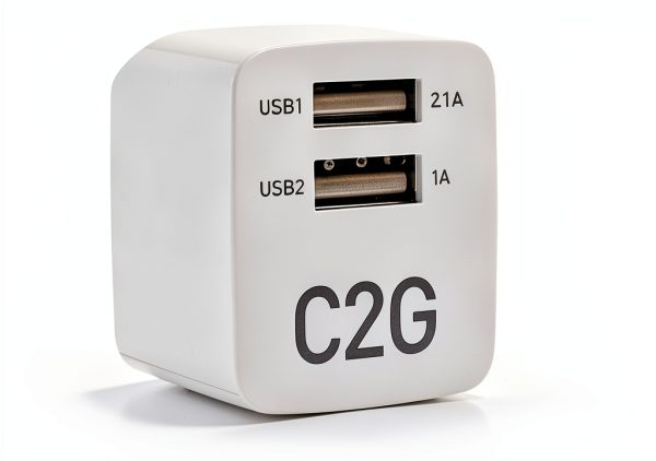 C2G USB Wall Charger Foldable 2 Port AC Adapter White-8