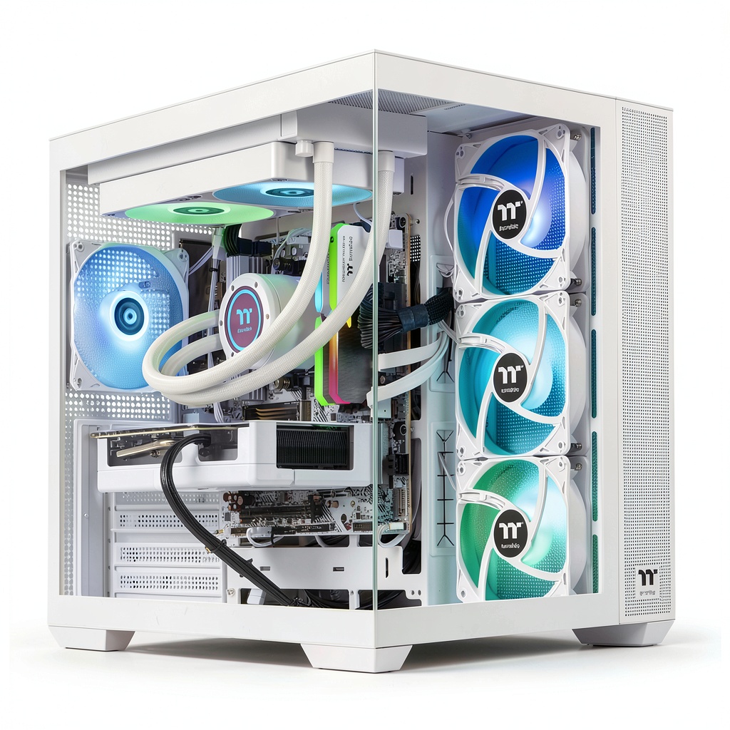 Thermaltake View 7897XS-380 gaming desktop on a modern desk setup