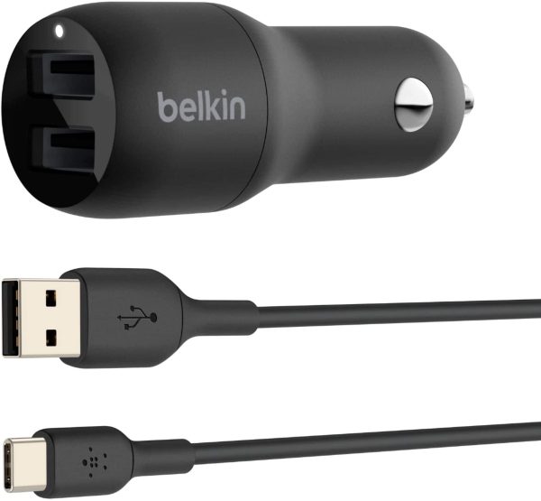 Belkin Dual USB Car Charger Fast Charging 24W-0